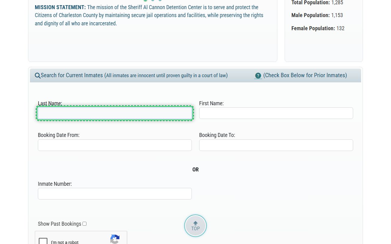Charleston County inmate search portal for Charleston arrest bookings