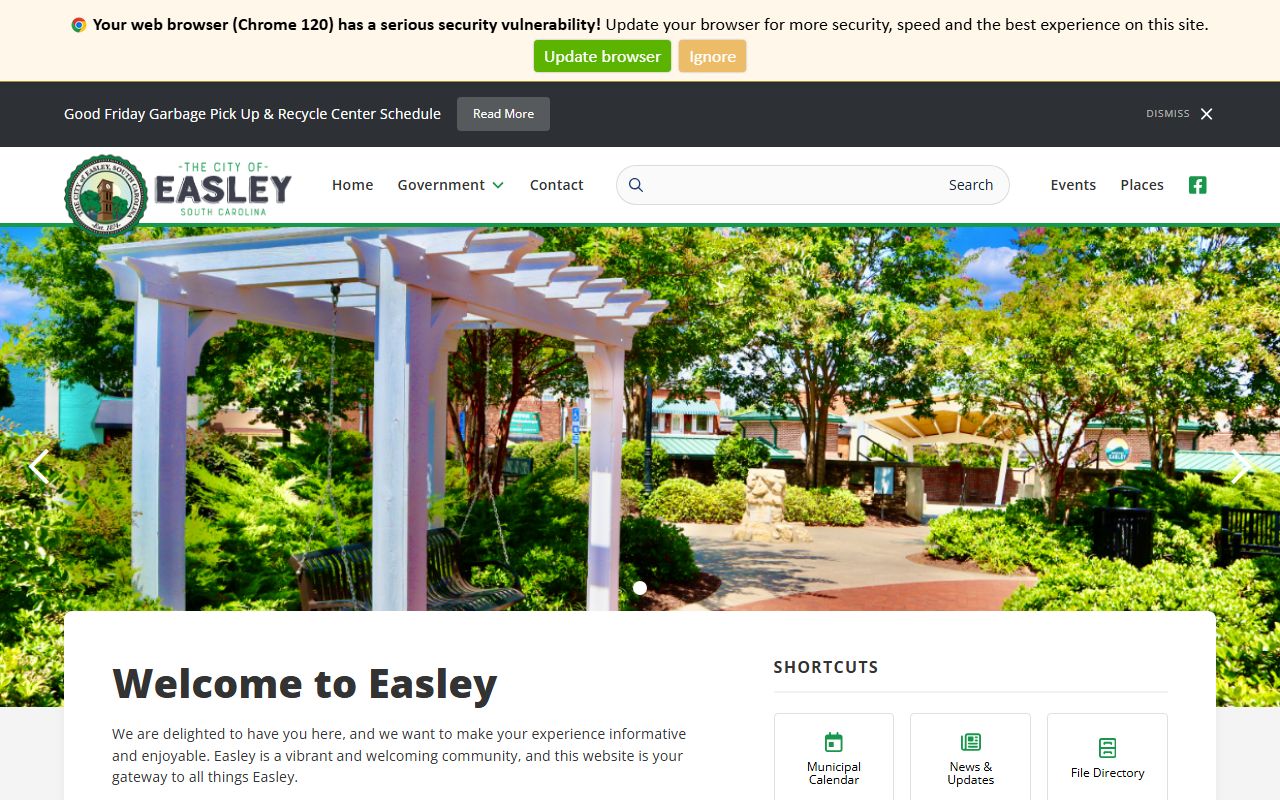 Easley Police Department website for local arrest records