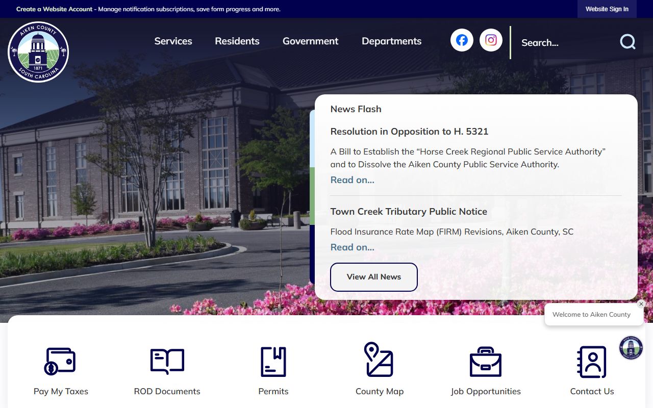 Aiken County government website for Aiken County 24 hour booking public records