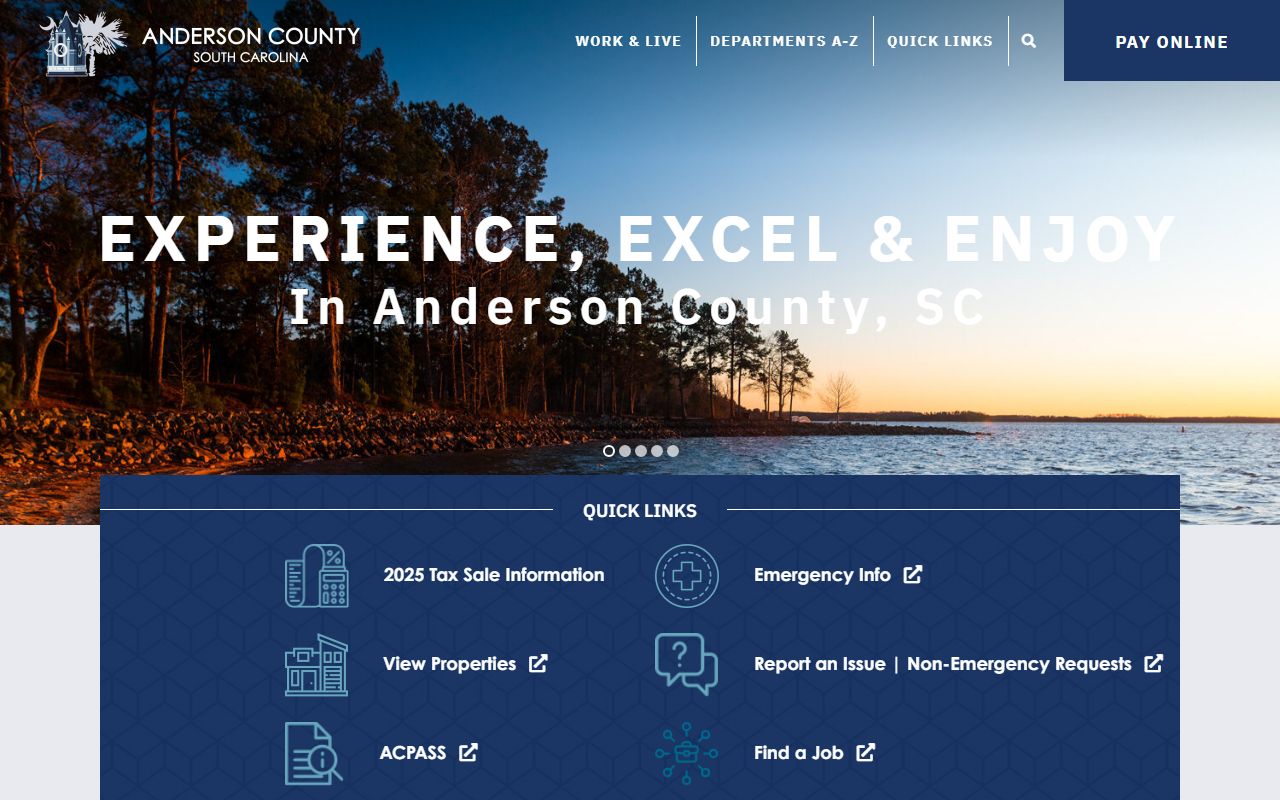 Anderson County government website for Anderson County 24 hour booking services