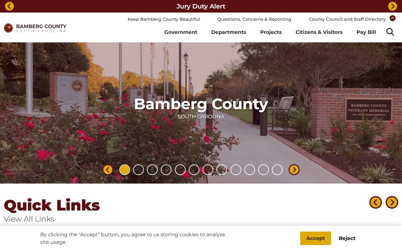 Bamberg County Sheriff's Office on the county website for Bamberg County 24 hour booking