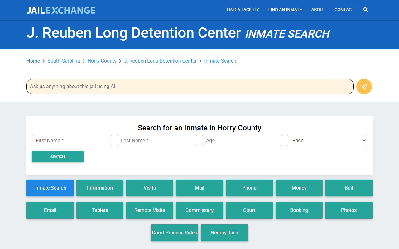 J. Reuben Long Detention Center inmate search for Horry County 24 hour booking