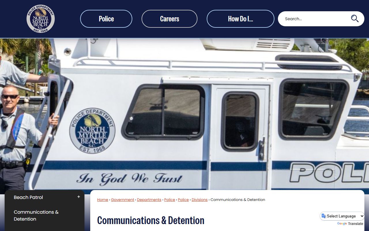 North Myrtle Beach Communications and Detention information