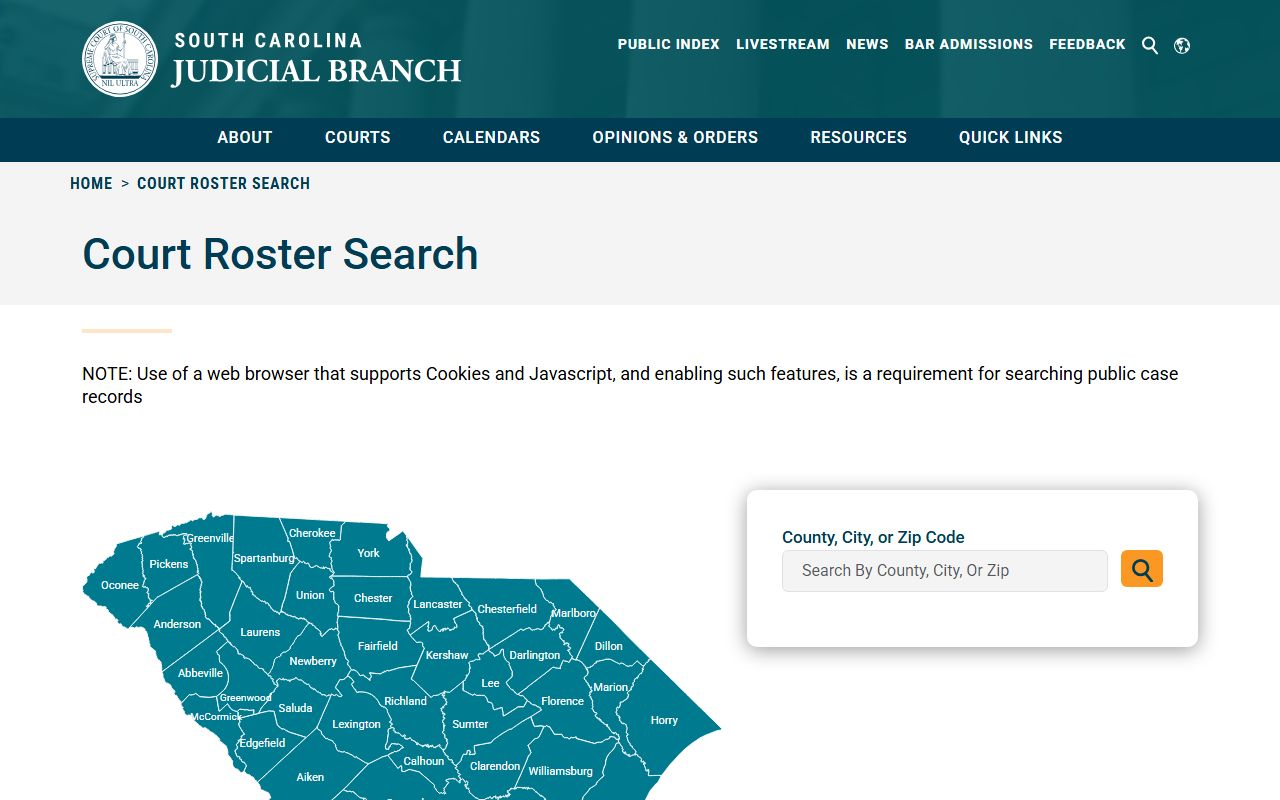 South Carolina court roster search related to 24 hour booking cases